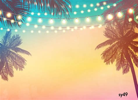 Summer Photography Background Decorative Holiday Lights Beach Party Backdrop | Background for ...