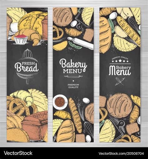 Set of retro chalk drawing bakery banners bakery Vector Image