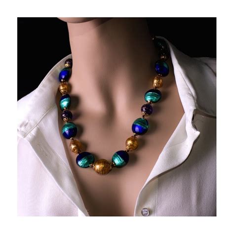 BALBI Blue Blown Glass Beads Necklace