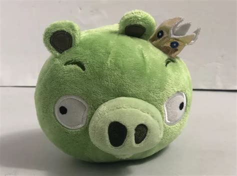 COMMONWEALTH ANGRY BIRDS Green King Pig Gold Crown NO SOUND 5" Plush Stuffed Toy $8.99 - PicClick