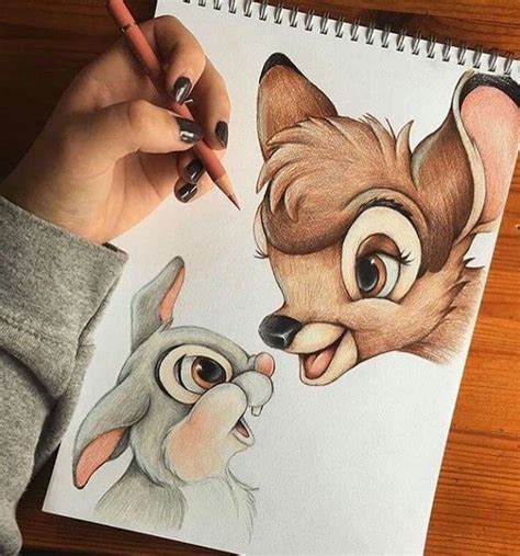 Easy Bambi Inspired Colorful Pencil Drawing