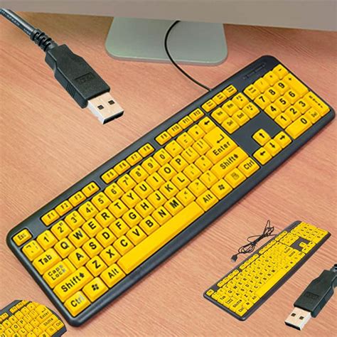 Large Print Keyboard For Visually Impaired (Yellow) | TechSilver