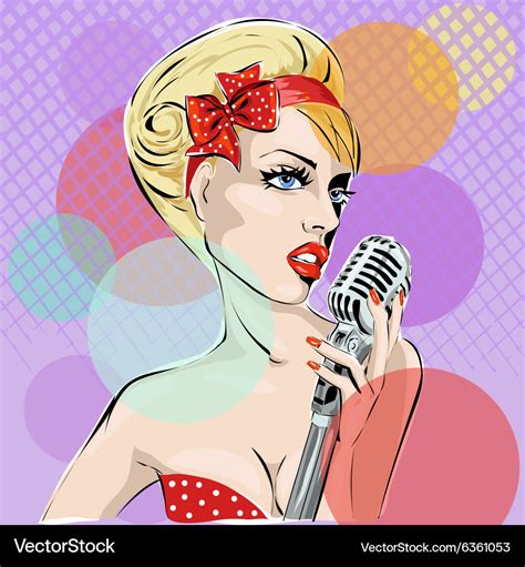 Pop art young woman singing Royalty Free Vector Image