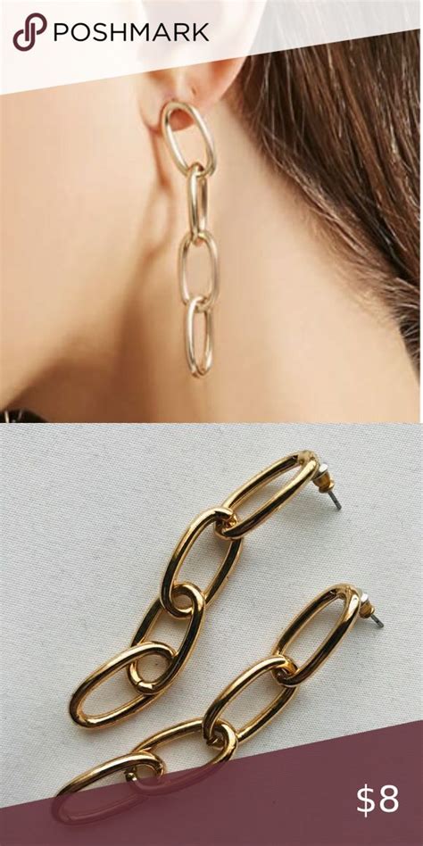 Gold Chain Link Drop Earrings in 2020 | Beautiful gold chain, Link earrings, Gold chains