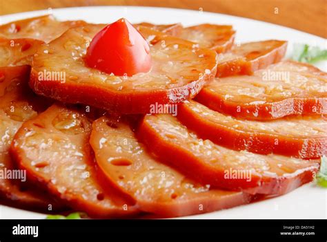 Lotus root stuffed with sticky rice Stock Photo - Alamy