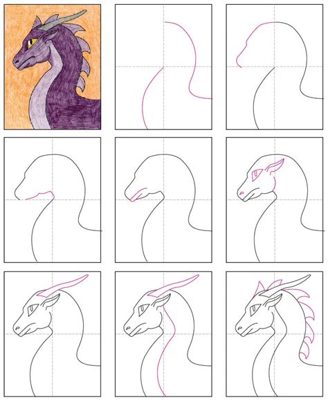 Easy How to Draw a Dragon Head Tutorial and Dragon Head Coloring Page ...