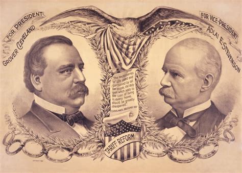 Poster For The 1892 Presidential Election With Candidates Grover Cleveland And Adlai E Stevenson ...