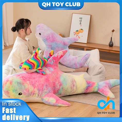 QING RC Plush Rainbow Shark Plush Toys Colorful Shark Plush Pillow Stuffed Animal Plushies For ...