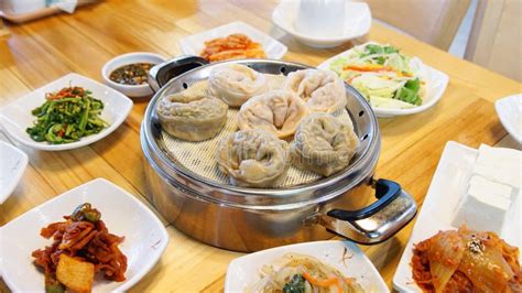 Korean Wangmandu of Meat Dumplings, Kimchi Dumplings are Served Stock Photo - Image of delicious ...