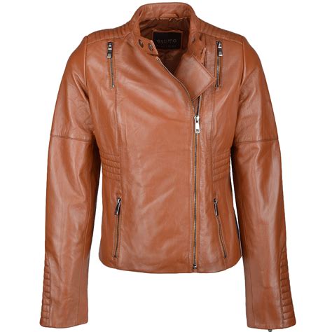 Vegetable Tanned Leather Biker Jacket Tan : Ballerina