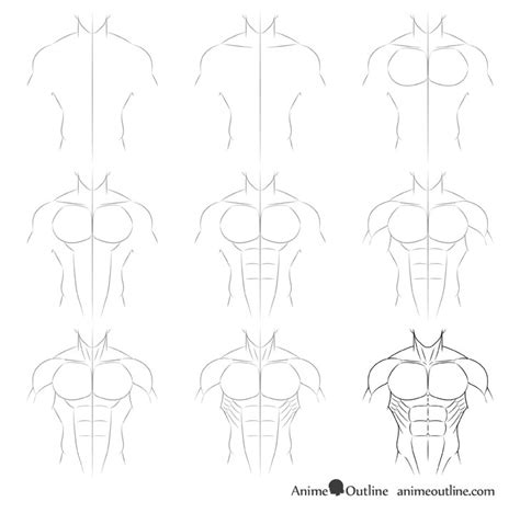 How to Draw Anime Muscular Male Body Step by Step - AnimeOutline