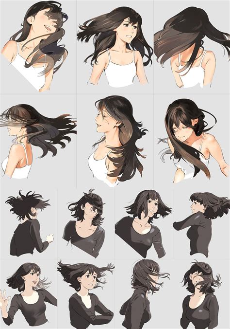 Hair in moviment #Drawingtips | Long hair drawing, Art reference, Art reference poses
