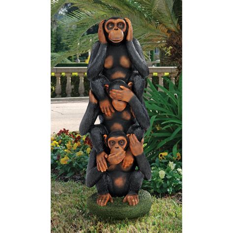 Hear No Evil See No Evil Speak No Evil Monkeys Grand Scale Statue | Bear statue, Garden statues ...