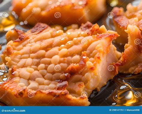 Fried Pork Ribs with Sauce and Herbs with Hot Oil in the Pan Stock ...