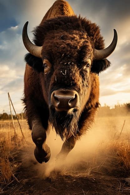 Premium AI Image | bison running and about to attack