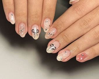 Glitter Star Nails / Hand Painted Nail /custom Press on Nails/ Hand ...