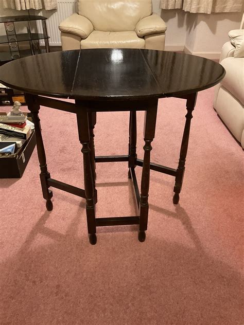 Vintage Old Drop Leaf Table Solid Oak Oval Nice Size | eBay