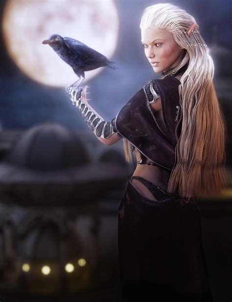 White Haired Elf Girl with Raven, Fantasy Art by shibashake on DeviantArt