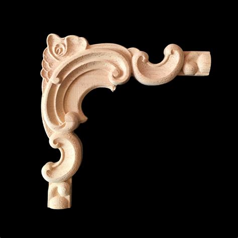 10PCS Wood Appliques European Unpainted Wood Carved Corner Onlay Applique Frame for Home ...