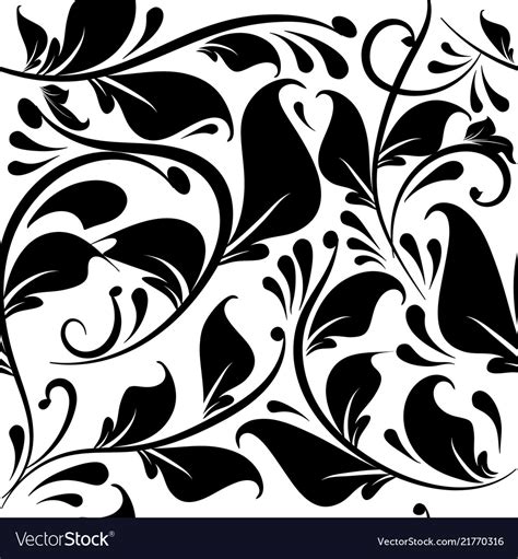 Black With White Floral Pattern / Seamless Black And White Floral Pattern Vector Illustration ...