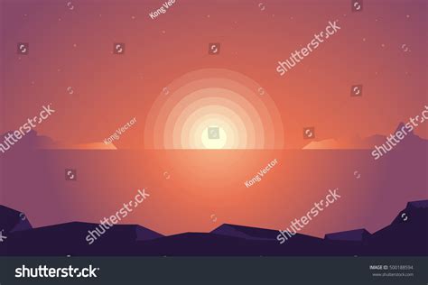 Silhouette Beach Sunset Landscape Vector Illustration Stock Vector (Royalty Free) 500188594 ...