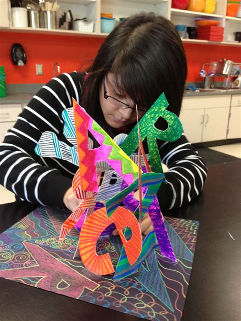 Name sculpture project: each letter can be done in either different color schemes or… | School ...