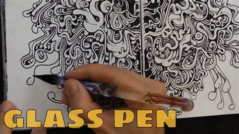 🍢Drawing with a Glass Dip Pen (Drawing in my Book) - YouTube