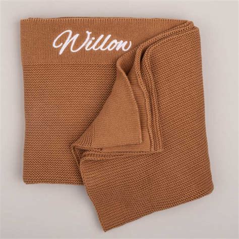 Personalised Brown Knitted Blanket | One Little Day Australia