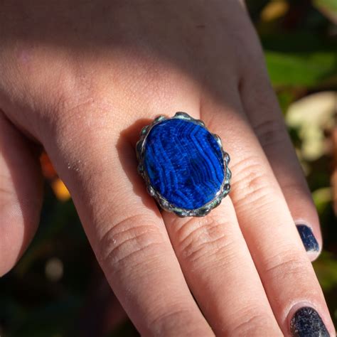 Chatoyant Azurite Ring - The Crystal Council