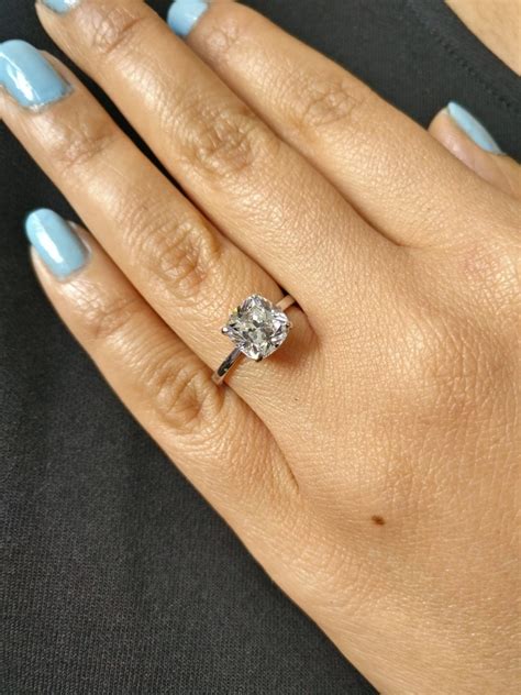 Cushion Cut Diamond Solitaire Ring Silver 925 - Etsy