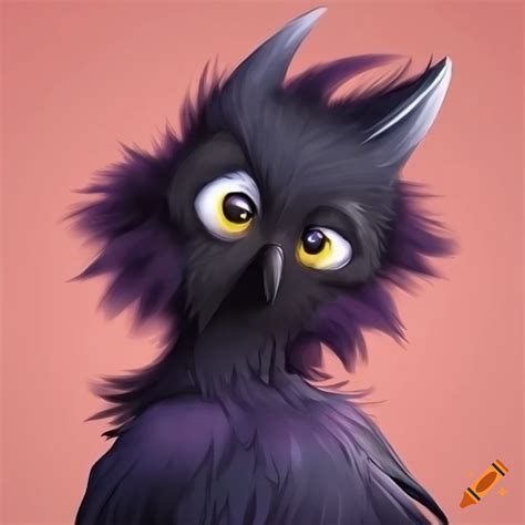 Unique furry crow creature on Craiyon