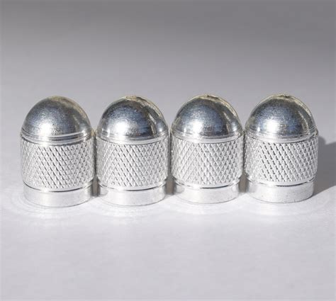 Silver Tire Valve Stem Caps for Auto or Bike - Bullet Style - Universal - Valve Stems & Caps