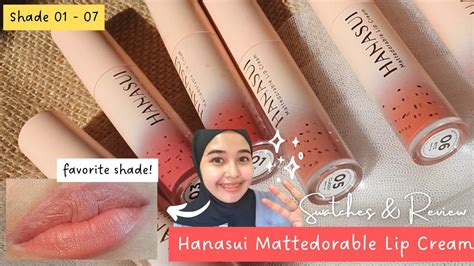 HANASUI MATTEDORABLE LIP CREAM 01-07 | Review & Swatches - YouTube