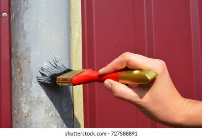 Handyman Painting Metal Fence Post Brush Stock Photo 1707305443 ...