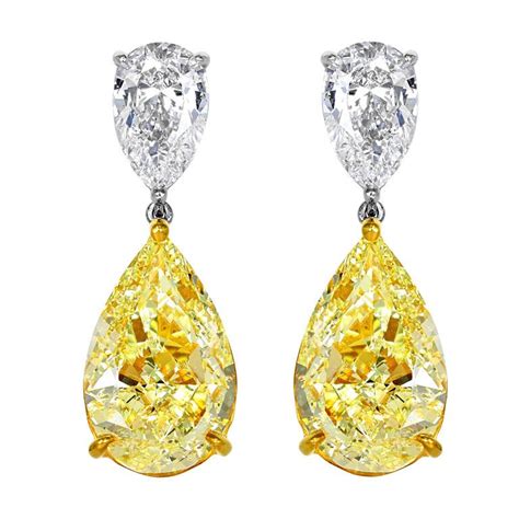 Natural 16.12 Carats of Yellow Diamond Drop Earrings | 1stdibs.com | Yellow diamond earring ...