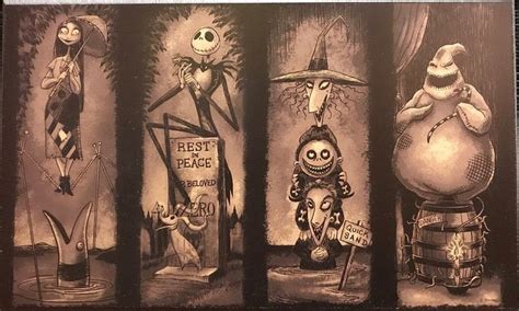 Nightmare Before Christmas Haunted Mansion Stretching Portraits Disneyland Art (All Four On One ...