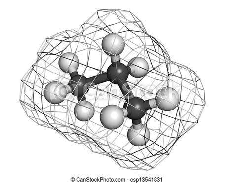 Propane fuel molecule, molecular model. atoms are represented as ...