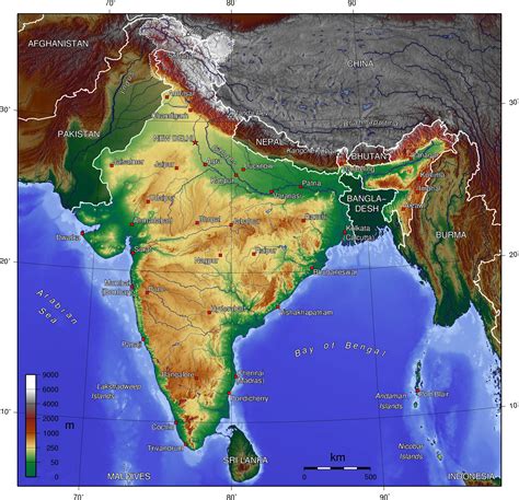 Topographic map of India : MapPorn