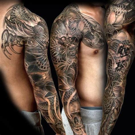 100 Dragon Sleeve Tattoo Designs For Men - Fire Breathing Ink Ideas