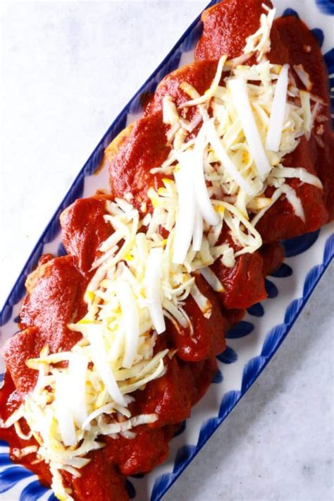 Enchiladas Rojas with Shredded Beef