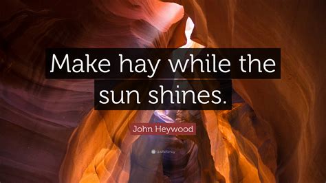 John Heywood Quote: “Make hay while the sun shines.”