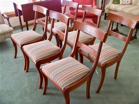 Lot - Set of Six Cherry Upholstered Dining Chairs