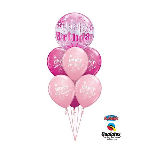 Pink Bubble Happy Birthday Balloon Bouquet