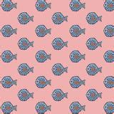 Byron Mini Puffer Fish Fabric - Provence Pink | Cream Cornwall Penryn ...