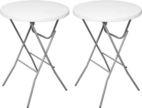 Byliable 32 in Round Folding Table Folding Cocktail Table, High Top Table Indoor Outdoor, White ...