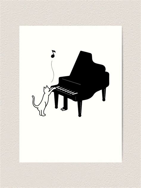 Cute Cat Playing Piano Funny Musician Art Gift Art Print by JapaneseInkArt | Musician art, Art ...