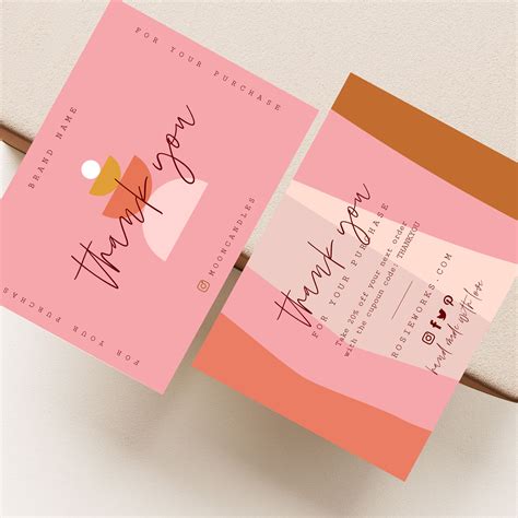 Small Business Thank You Card Template Mid Century Package - Etsy | Business thank you cards ...