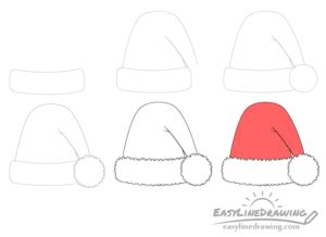 How to Draw a Santa Hat Step by Step - EasyLineDrawing