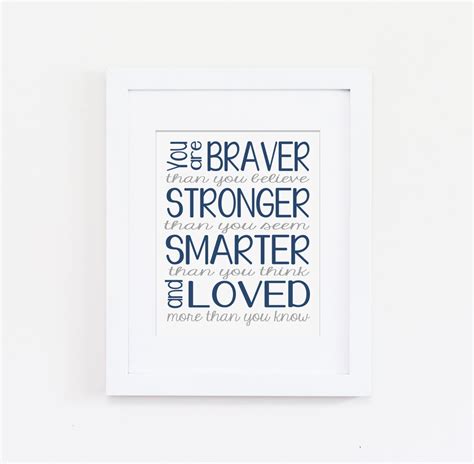 You Are Braver Than You Believe Art Print Nursery Wall Art | Etsy