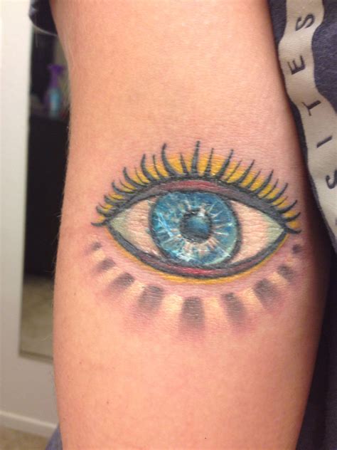 Evil eye tattoo on my inner elbow. | Eye tattoo meaning, Hand tattoos, Evil eye tattoo